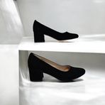 Fiyra 7028 Siyah Süet 5cm Kare Topuklu Bayan Stiletto Ayakkabı AYKTPKAY-000110