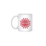 Fizello Abstract Watercolor Rose Petal Floral Mandala Beyaz Kupa, 330 ml