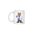 Fizello Beyaz Kupa, Doktor Ayı Tasarımı, 330 ml, Seramik