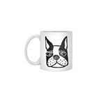 Fizello Boston Terrier Face Beyaz Kupa, 330 ml, Seramik
