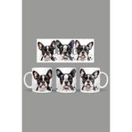 Fizello Boston Terrier Kupa, 330 ml, Beyaz, Seramik
