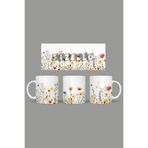 Fizello Çiçek Floral Temalı Kupa, 330 ml, Beyaz, Seramik FIZELLO-MUG-055-wt-floral