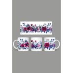 Fizello Çiçek Floral Temalı Kupa, 330 ml, Beyaz, Seramik FIZELLO-MUG-128-wt-floral