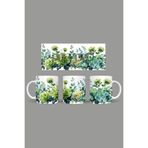 Fizello Çiçek Floral Temalı Kupa, 330 ml, Beyaz, Seramik FIZELLO-MUG-201-wt-floral