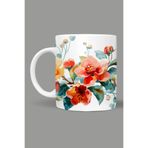 Fizello Çiçek Floral Temalı Kupa, 330 ml, Beyaz, Seramik FIZELLO-MUG-310-wt-floral