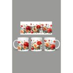 Fizello Çiçek Floral Temalı Kupa, 330 ml, Beyaz, Seramik FIZELLO-MUG-333-wt-floral