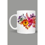 Fizello Çiçek Floral Temalı Kupa, 330 ml, Beyaz, Seramik FIZELLO-MUG-489-wt-floral
