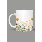 Fizello Çiçek Temalı Kupa, 330 ml, Beyaz, Seramik FIZELLO-MUG-002-wt-floral