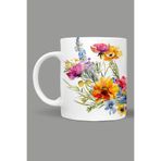 Fizello Çiçek Temalı Kupa, 330 ml, Beyaz, Seramik FIZELLO-MUG-084-wt-floral