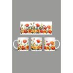Fizello Çiçek Temalı Kupa, 330 ml, Beyaz, Seramik FIZELLO-MUG-144-wt-floral