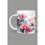 Fizello Çiçek Temalı Kupa, 330 ml, Beyaz, Seramik FIZELLO-MUG-307-wt-floral