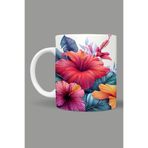 Fizello Çiçek Temalı Kupa, 330 ml, Beyaz, Seramik FIZELLO-MUG-422-wt-floral