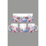 Fizello Çiçek Temalı Kupa, Beyaz, 330 ml, Seramik FIZELLO-MUG-311-wt-floral