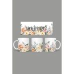 Fizello Çiçek Temalı Kupa, Beyaz, 330 ml, Seramik FIZELLO-MUG-360-wt-floral