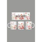 Fizello Çiçek Temalı Kupa, Beyaz, 330 ml, Seramik FIZELLO-MUG-368-wt-floral