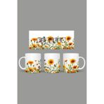 Fizello Çiçek Temalı Kupa, Beyaz, 330 ml, Seramik FIZELLO-MUG-408-wt-floral