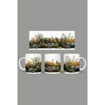Fizello Çiçek Temalı Kupa, Beyaz, 330 ml, Seramik FIZELLO-MUG-501-wt-floral