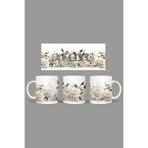 Fizello Çiçek Temalı Kupa, Beyaz, 330 ml, Seramik FIZELLO-MUG-511-wt-floral