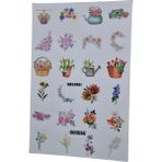 Fizello Ilkbahar ve Çiçek Temalı Sticker Seti - 24 Adet Etiket - Folyo Kesim - Renkli