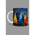 Fizello Renkli Çiçekler Colorful Floral Temalı Kupa, 330 ml, Beyaz, Seramik FIZELLO-MUG-225-colorful-floral