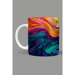 Fizello Renkli Çiçekler Colorful Floral Temalı Kupa, 330 ml, Beyaz, Seramik FIZELLO-MUG-259-colorful-floral