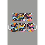 Fizello Renkli Çiçekler Colorful Floral Temalı Kupa, 330 ml, Beyaz, Seramik FIZELLO-MUG-277-colorful-floral