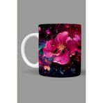 Fizello Renkli Çiçekler Colorful Floral Temalı Kupa, 330 ml, Beyaz, Seramik FIZELLO-MUG-280-colorful-floral