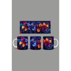 Fizello Renkli Çiçekler Colorful Floral Temalı Kupa, 330 ml, Beyaz, Seramik FIZELLO-MUG-287-colorful-floral