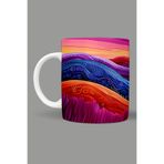 Fizello Renkli Çiçekler Colorful Floral Temalı Kupa, 330 ml, Beyaz, Seramik FIZELLO-MUG-296-colorful-floral