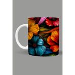 Fizello Renkli Çiçekler Colorful Floral Temalı Kupa, 330 ml, Beyaz, Seramik FIZELLO-MUG-314-colorful-floral