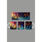 Fizello Renkli Çiçekler Colorful Floral Temalı Kupa, 330 ml, Beyaz, Seramik FIZELLO-MUG-369-colorful-floral