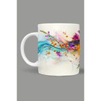 Fizello Renkli Çiçekler Colorful Floral Temalı Kupa, 330 ml, Beyaz, Seramik FIZELLO-MUG-385-colorful-floral