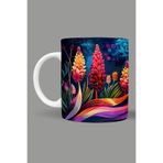 Fizello Renkli Çiçekler Colorful Floral Temalı Kupa, 330 ml, Beyaz, Seramik FIZELLO-MUG-525-colorful-floral