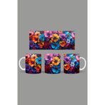 Fizello Renkli Çiçekler Temalı Kupa, 330 ml, Beyaz, Seramik FIZELLO-MUG-006-colorful-floral