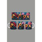 Fizello Renkli Çiçekler Temalı Kupa, 330 ml, Beyaz, Seramik FIZELLO-MUG-007-colorful-floral