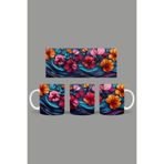 Fizello Renkli Çiçekler Temalı Kupa, 330 ml, Beyaz, Seramik FIZELLO-MUG-017-colorful-floral