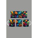Fizello Renkli Çiçekler Temalı Kupa, 330 ml, Beyaz, Seramik FIZELLO-MUG-030-colorful-floral