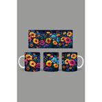 Fizello Renkli Çiçekler Temalı Kupa, 330 ml, Beyaz, Seramik FIZELLO-MUG-033-colorful-floral