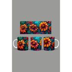 Fizello Renkli Çiçekler Temalı Kupa, 330 ml, Beyaz, Seramik FIZELLO-MUG-036-colorful-floral