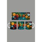 Fizello Renkli Çiçekler Temalı Kupa, 330 ml, Beyaz, Seramik FIZELLO-MUG-049-colorful-floral