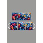 Fizello Renkli Çiçekler Temalı Kupa, 330 ml, Beyaz, Seramik FIZELLO-MUG-050-colorful-floral