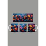 Fizello Renkli Çiçekler Temalı Kupa, 330 ml, Beyaz, Seramik FIZELLO-MUG-059-colorful-floral