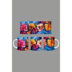 Fizello Renkli Çiçekler Temalı Kupa, 330 ml, Beyaz, Seramik FIZELLO-MUG-064-colorful-floral