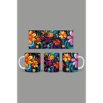 Fizello Renkli Çiçekler Temalı Kupa, 330 ml, Beyaz, Seramik FIZELLO-MUG-076-colorful-floral