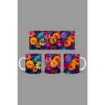 Fizello Renkli Çiçekler Temalı Kupa, 330 ml, Beyaz, Seramik FIZELLO-MUG-085-colorful-floral