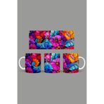 Fizello Renkli Çiçekler Temalı Kupa, 330 ml, Beyaz, Seramik FIZELLO-MUG-096-colorful-floral