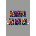 Fizello Renkli Çiçekler Temalı Kupa, 330 ml, Beyaz, Seramik FIZELLO-MUG-109-colorful-floral