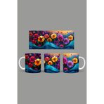 Fizello Renkli Çiçekler Temalı Kupa, 330 ml, Beyaz, Seramik FIZELLO-MUG-126-colorful-floral