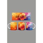 Fizello Renkli Çiçekler Temalı Kupa, 330 ml, Beyaz, Seramik FIZELLO-MUG-128-colorful-floral