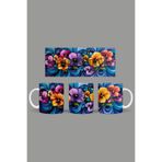 Fizello Renkli Çiçekler Temalı Kupa, 330 ml, Beyaz, Seramik FIZELLO-MUG-137-colorful-floral